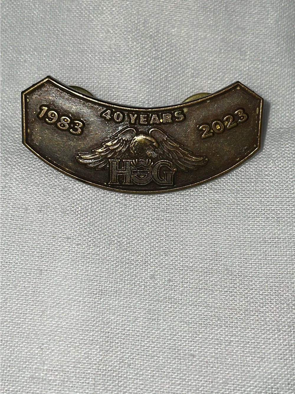 Harley-Davidson 40 Years Commemorative Pin Brown/Gold Tone